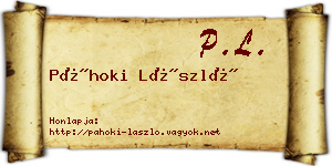 Páhoki László névjegykártya